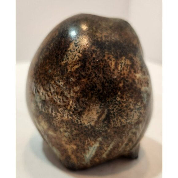 Vintage Ceramic Marbled Brown Mid-Century Modern Owlet Figurine - Picture 6 of 11